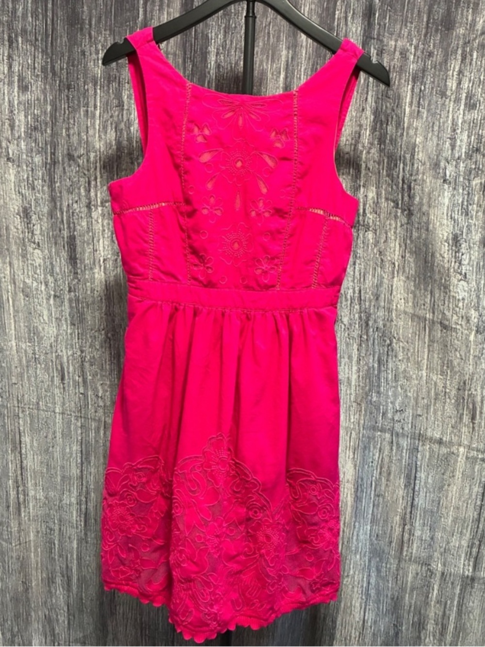 Moulinette Soeurs Hot Pink Embroidered Midi Dress